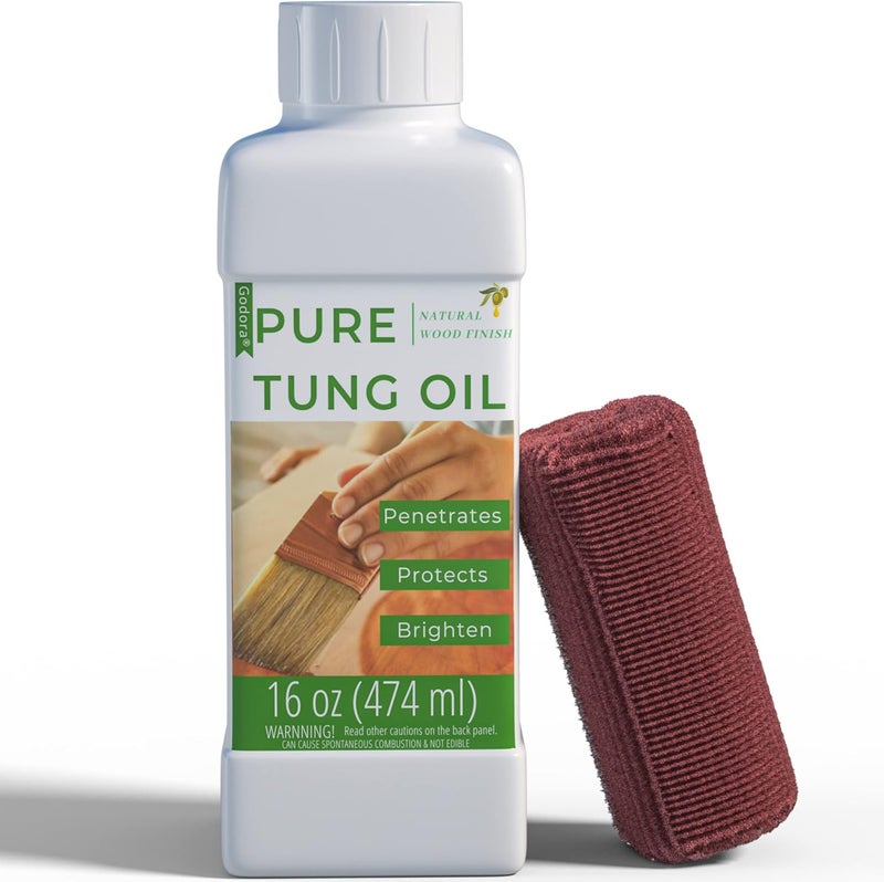 Godora 16 oz Pure Tung Oil for Wood Finishing, Wood Sealer for Indoor & Outdoor Favored by Craftsmen, Waterproofing Tung Oil for Wood Products, Perfect Food Safety Tung Oil for Furniture & Countertops - Image 1